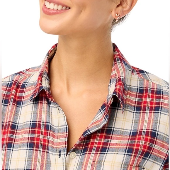 New J. Crew Factory Flannel Shirt in Boy Fit Size Small - Picture 2 of 7